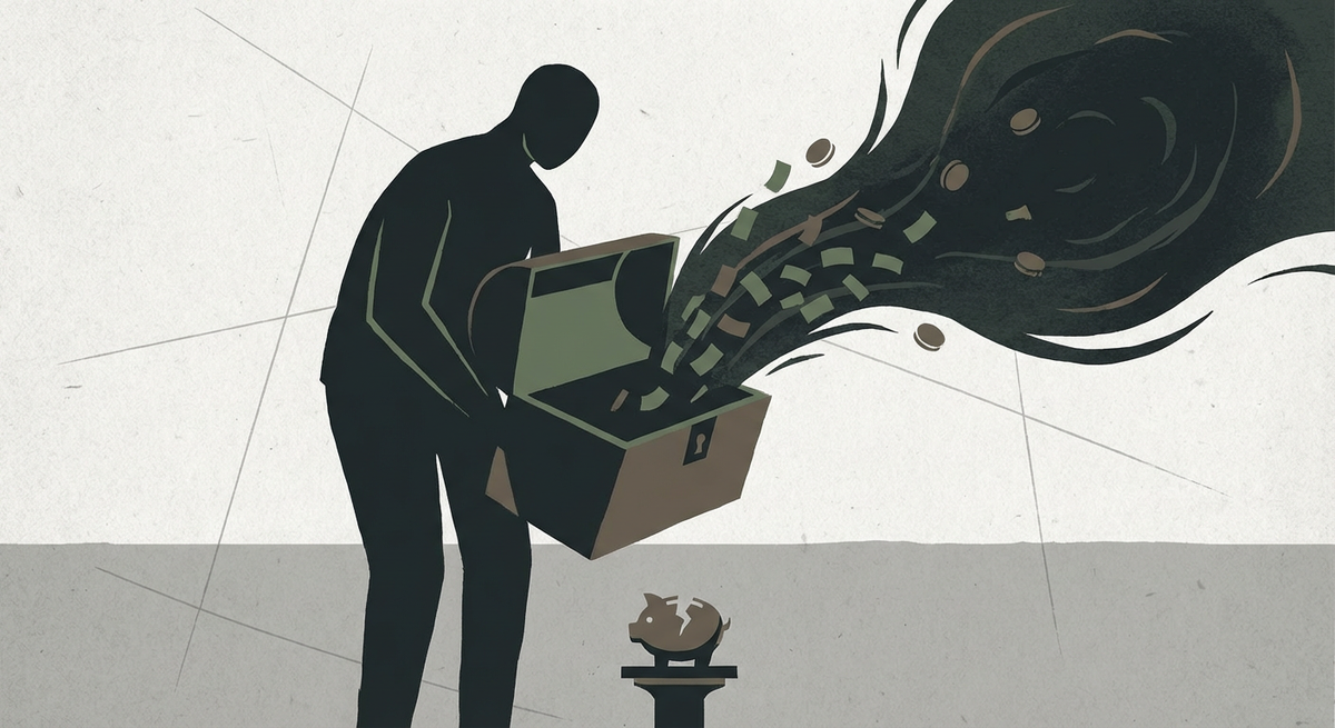 Kuvituskuva: Editorial news illustration about Miesystävä tyhjensi 250 000 eu