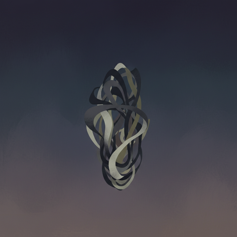 Kuvituskuva: Dark, muted illustration of a single, abstract, abstractly falling, abstract object.