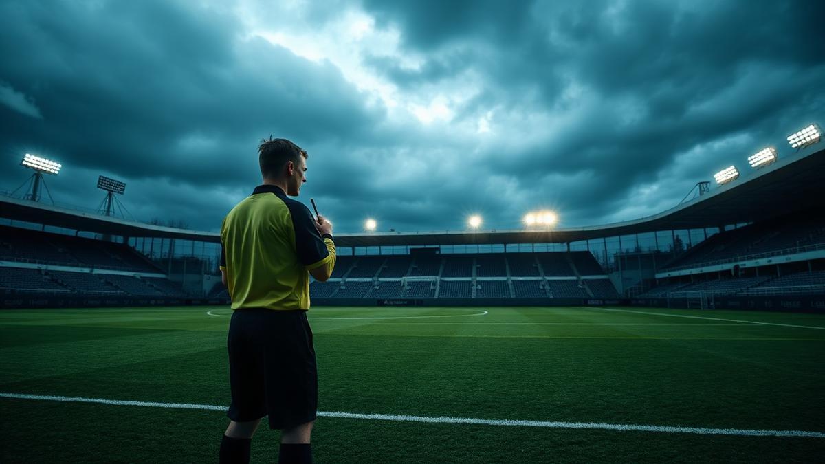 Erotuomari antaa keltaisen kortin jalkapallo-ottelussa. Kuva: Shutterstock